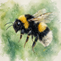 Aquarellbild einer fliegenden Hummer mit Gräsern im Hintergrund
